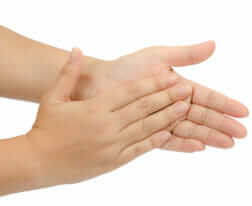 Image of hand claping isolate on white background